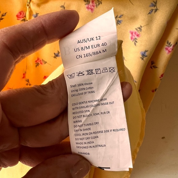 Bardot Yellow Floral Ditsy Tie Shoulder Dress - Picture 7 of 7